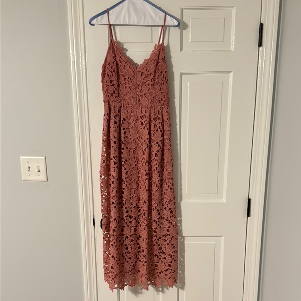 Lace Maxi Dress in Rust